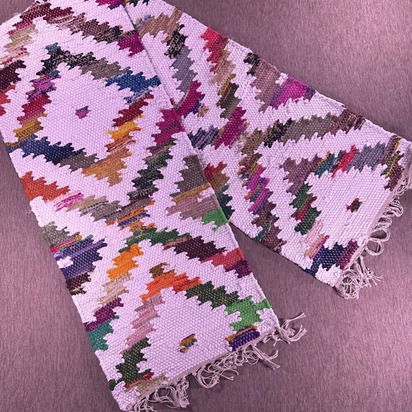 Artistic Accents Other - Artistic Accents Woven Geometric Diamond Fringe Table Runner Multi Color Boho